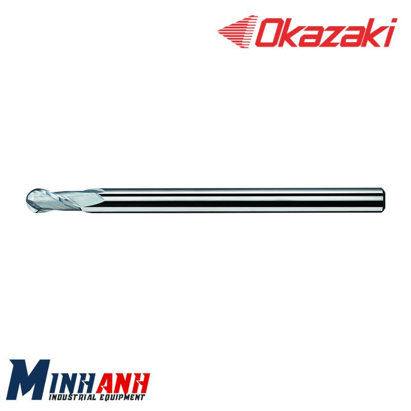 Dao phay cầu cán dài hợp kim 2 me không phủ SBD2L-250 OKAZAKI