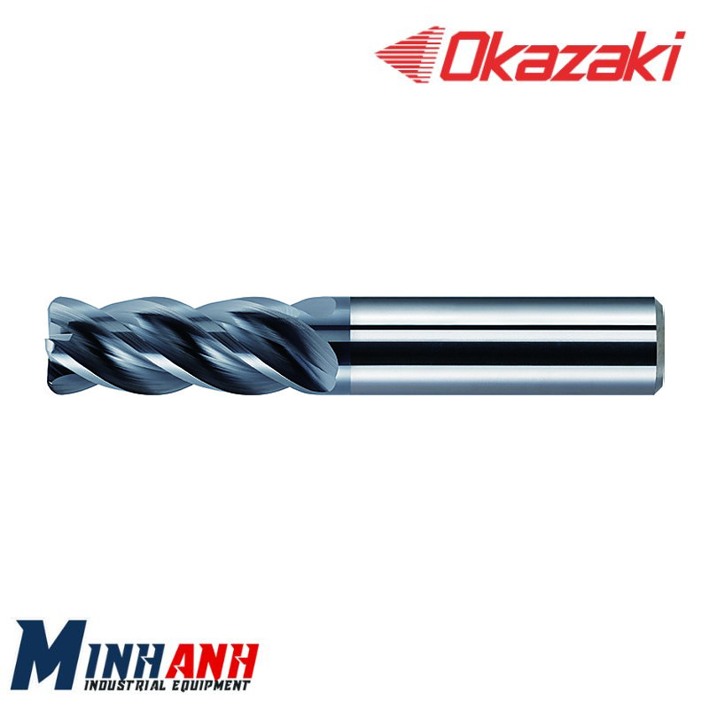 Dao phay ngón bo góc chống rung hợp kim HP cho inox, 4 me, lưỡi ngắn HPSUS4SH200R50 OKAZAKI