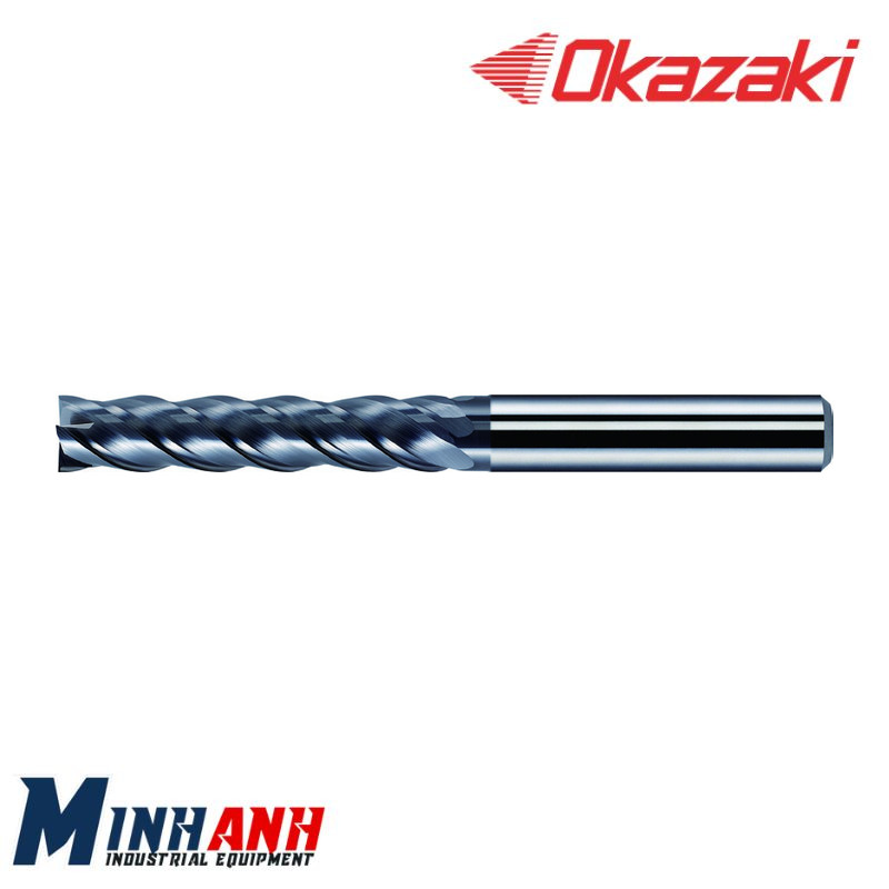 Dao phay ngón chống rung hợp kim HP cho inox, 4 me, lưỡi dài HPSUS4LH200 OKAZAKI