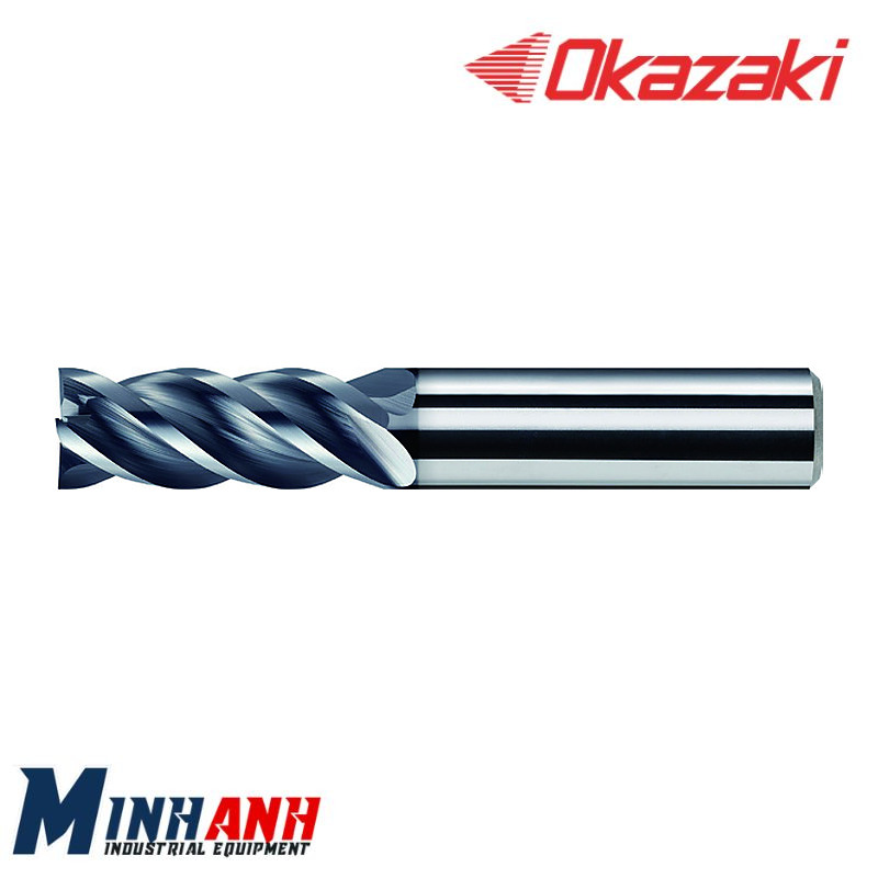 Dao phay ngón chống rung hợp kim HP cho inox, 4 me, lưỡi ngắn HPSUS4SH200 OKAZAKI