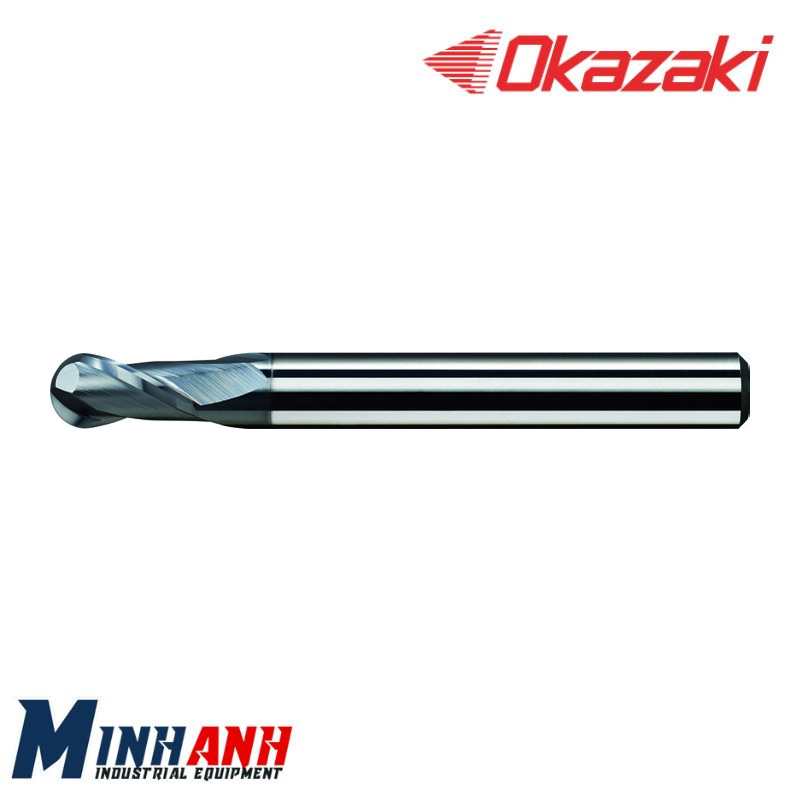 Dao phay cầu hợp kim HP 2 me cho vật liệu cứng, phủ OK-Hard HPSBD2H020 OKAZAKI