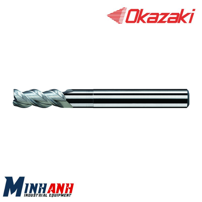 Dao phay ngón cổ dài xoắn cao hợp kim cho nhôm 3 me không phủ SAE3L-160 OKAZAKI