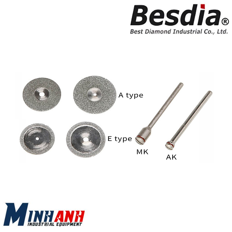 Đĩa kim cương mạ điện có trục gá dạng đĩa phẳng BM-250A BESDIA