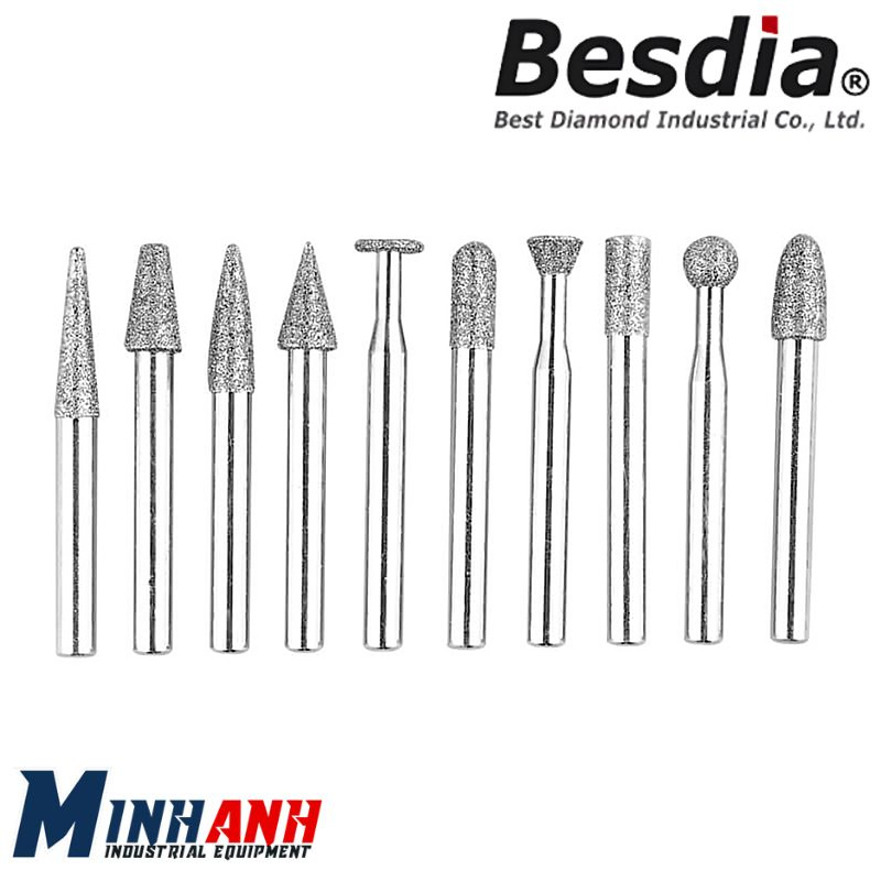 Đầu mài kim cương cán 6mm dạng côn BC-80T BESDIA