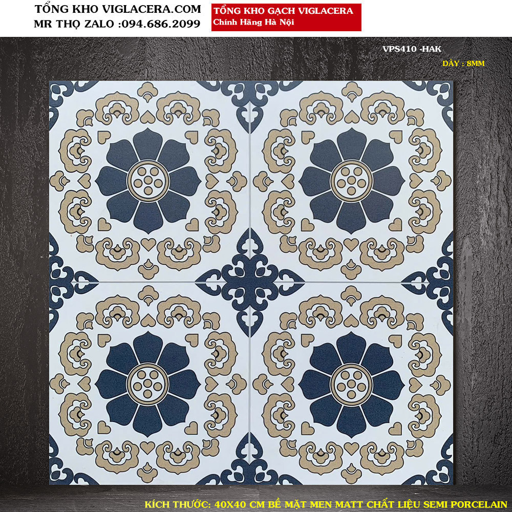 Gạch bông cổ điển 40x40 cm VIGLACERA VPS410 Loại 1