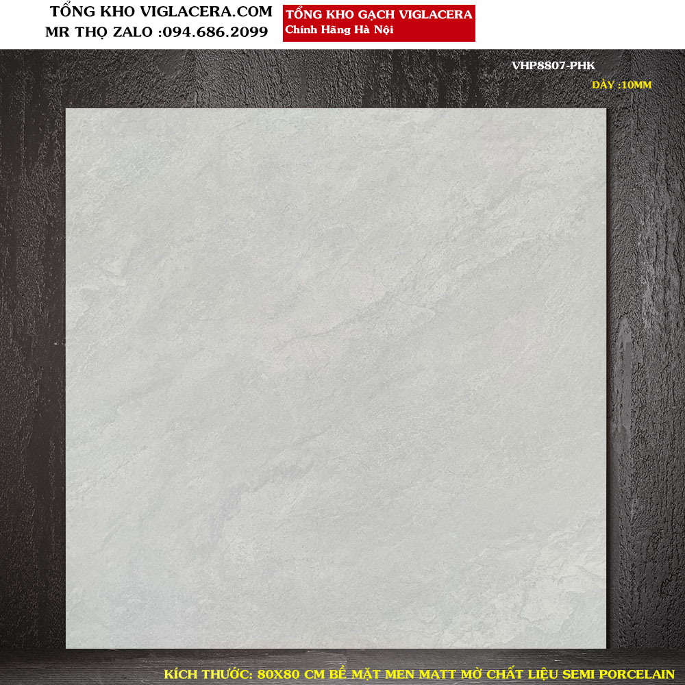 Gạch lát nền Vân xi măng Viglacera 80x80 VHP8807 Loại A1
