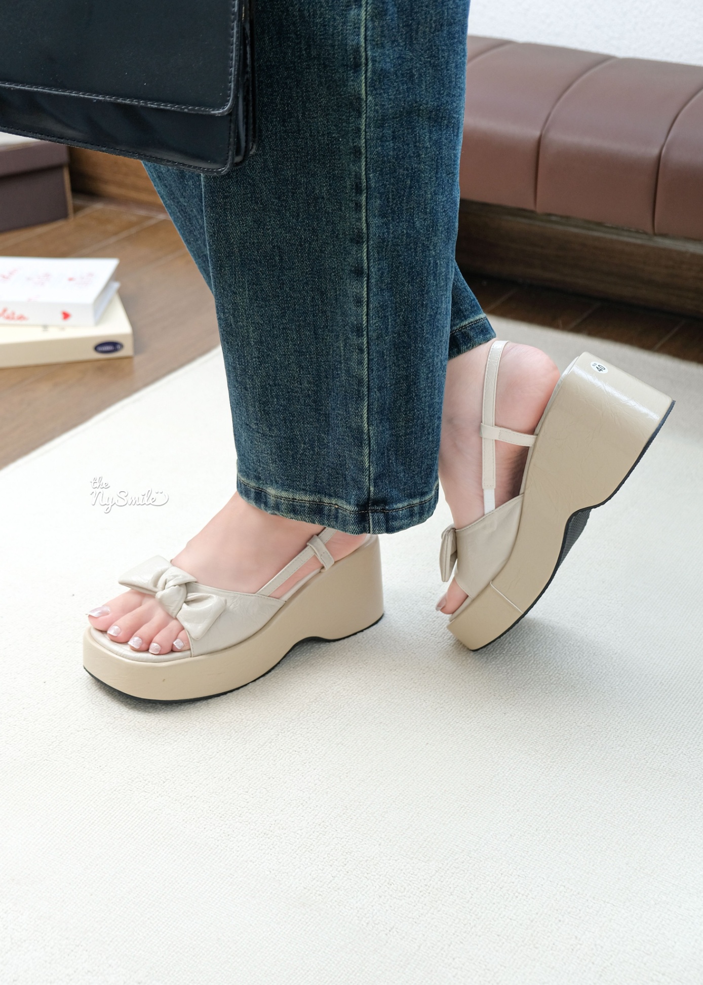 Giày Sandal Đế Xuồng quai nơ dễ thương 7P FAGE