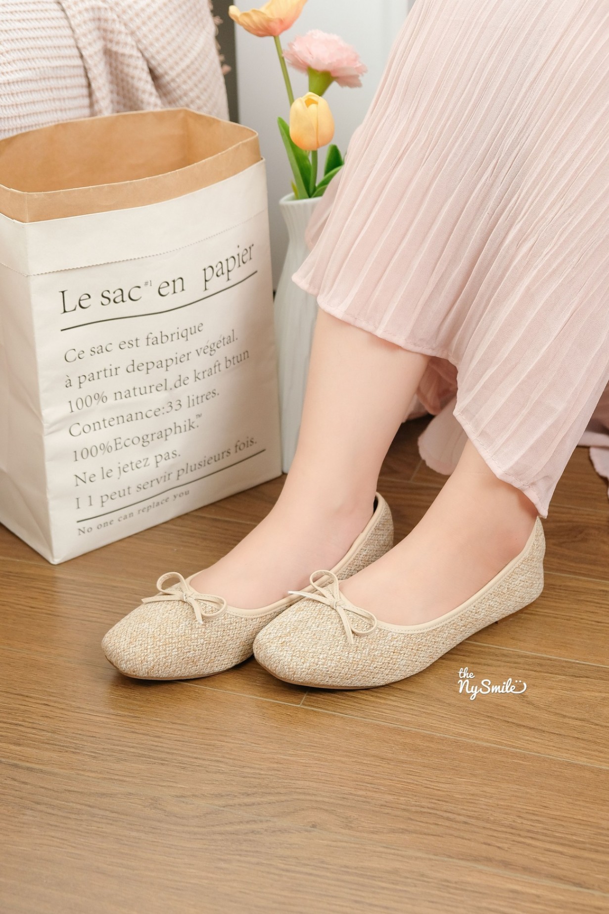 Búp Bê mũi vuông nơ , giày bệt dễ thương ENLA 2