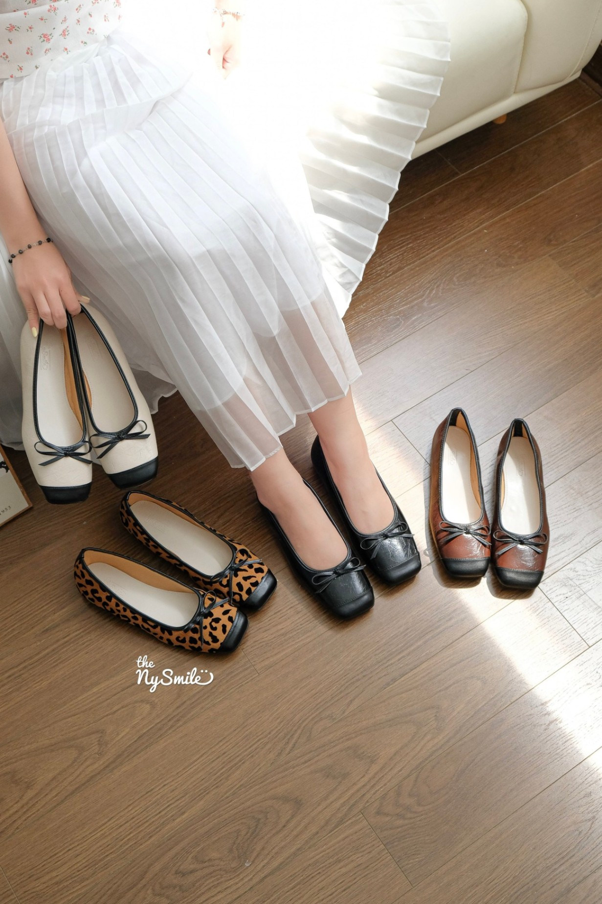 GIÀY BIGISZE 35-44 Giày Búp Bê Mũi Vuông Nơ REHAK