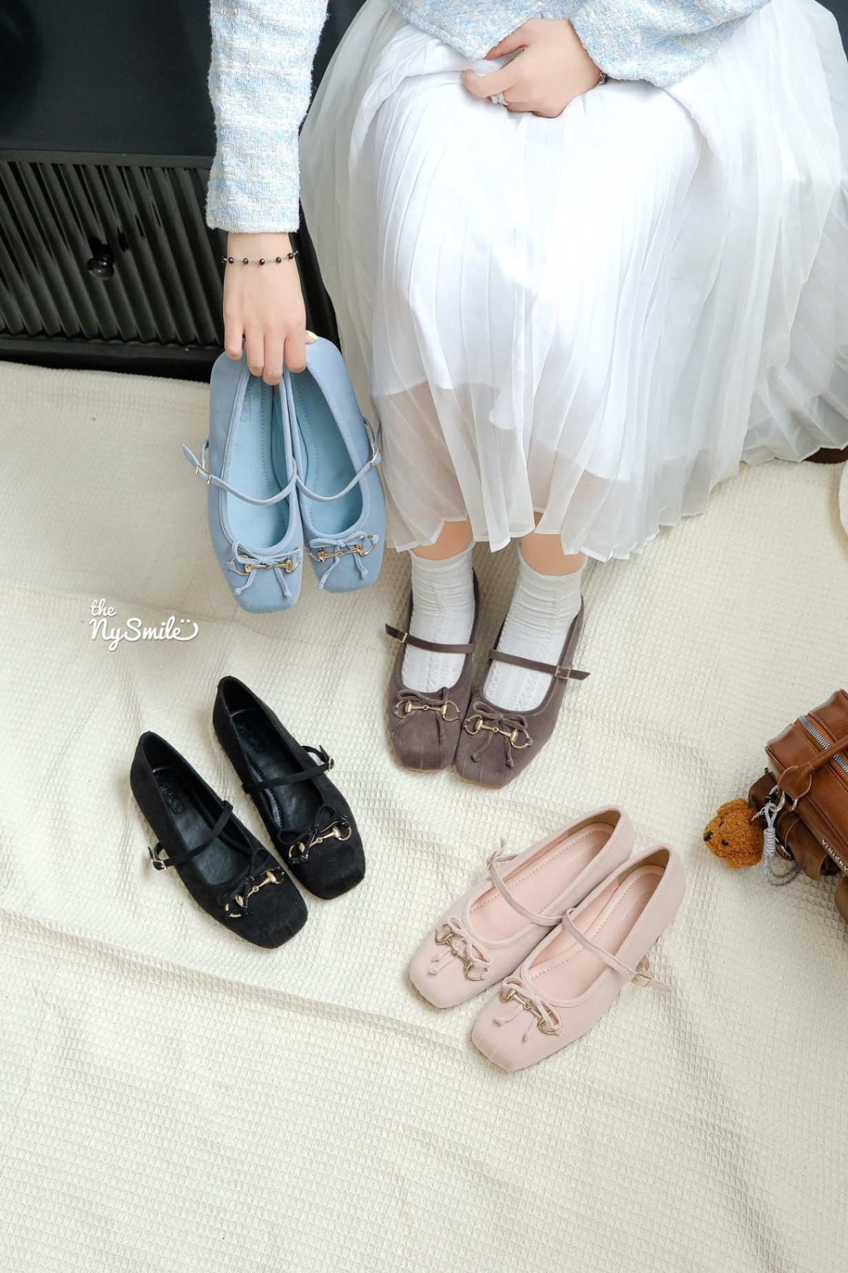 Giày Búp Bê Khóa Nơ mũi vuông dễ thương TOSI