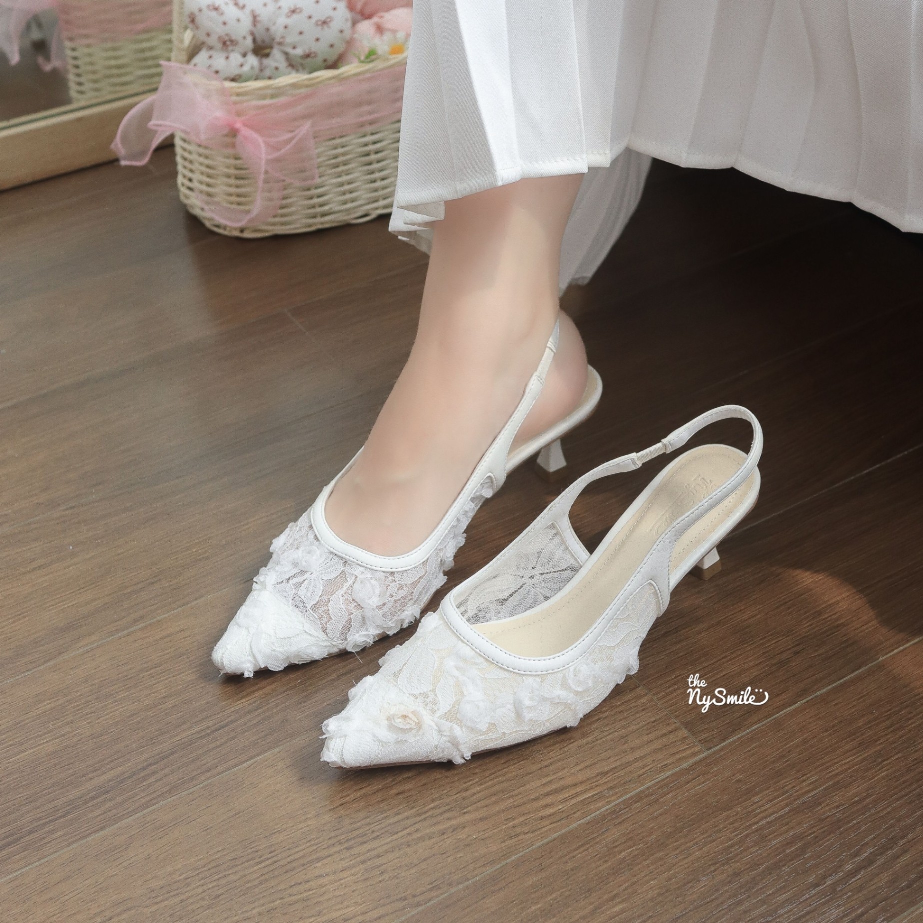Giày Cao Gót 7cm SAGO - Trắng - 40