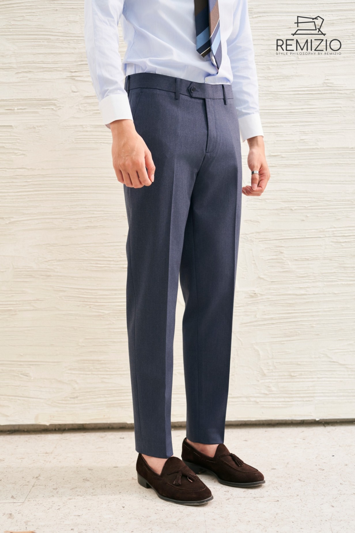 Wool Grey Navy Tailor Pant