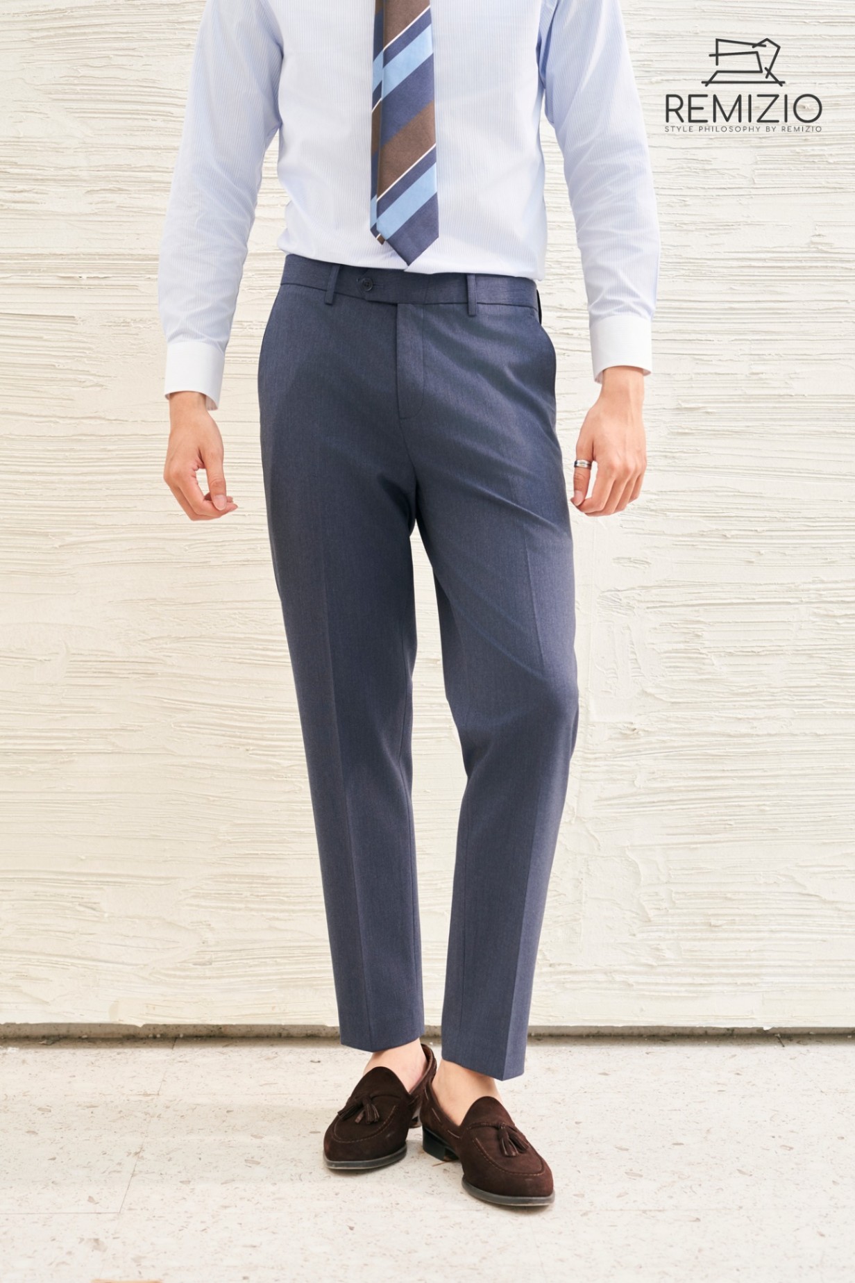 Wool Grey Navy Tailor Pant
