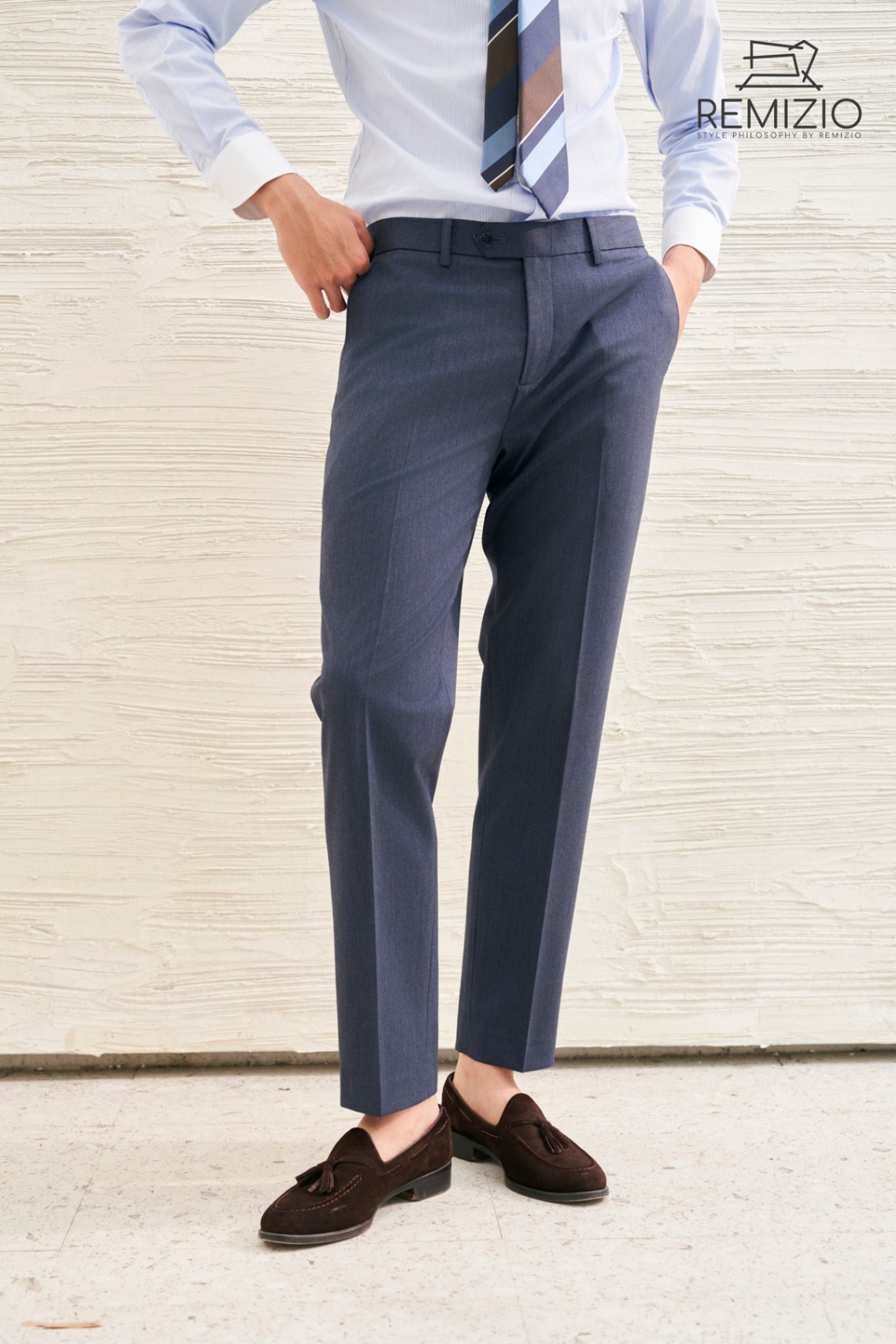 Wool Grey Navy Tailor Pant