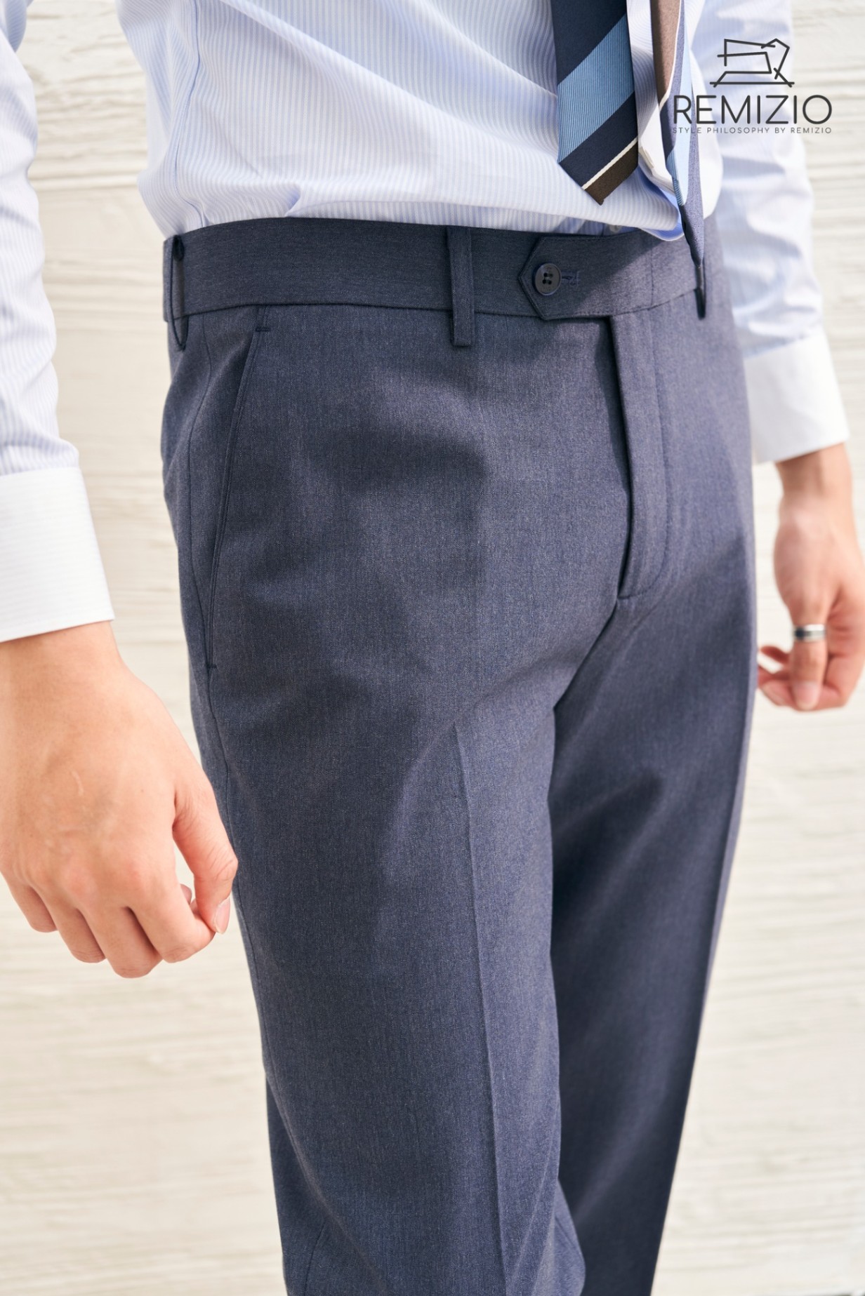 Wool Grey Navy Tailor Pant