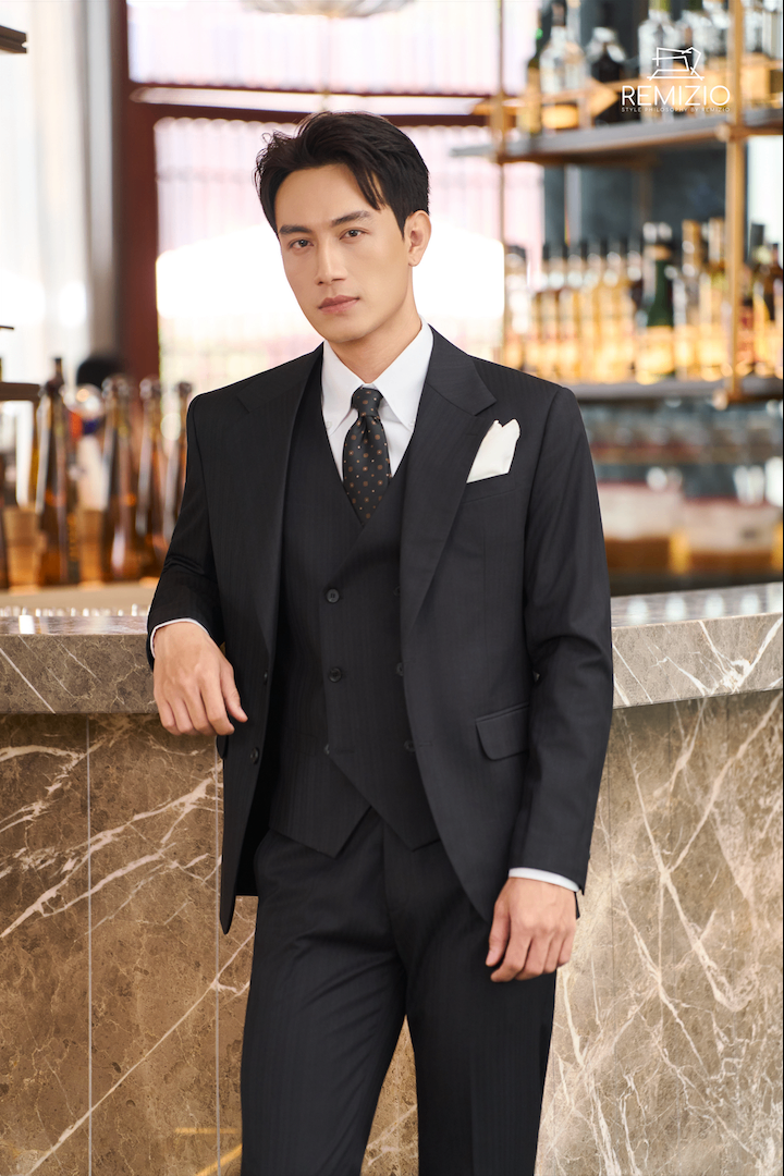Vest Thiết Kế Black Plaid 59842-645#