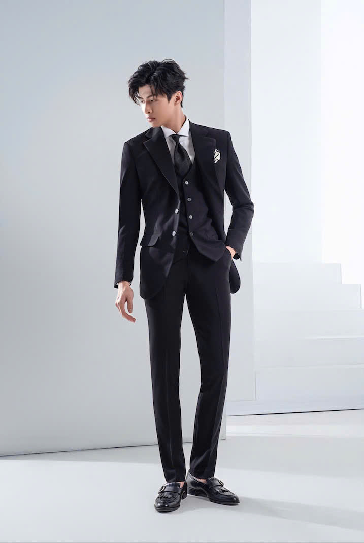Vest Thiết Kế Notch Lapel Pure Black 53165-118#