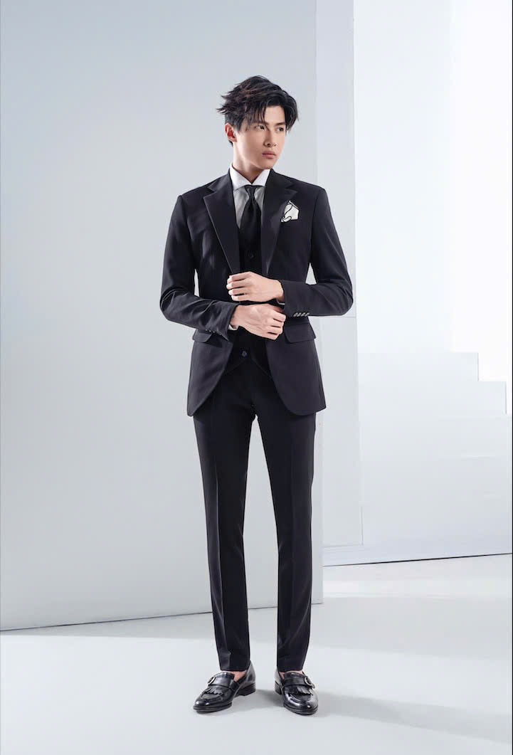 Vest Thiết Kế Notch Lapel Pure Black 53165-118#