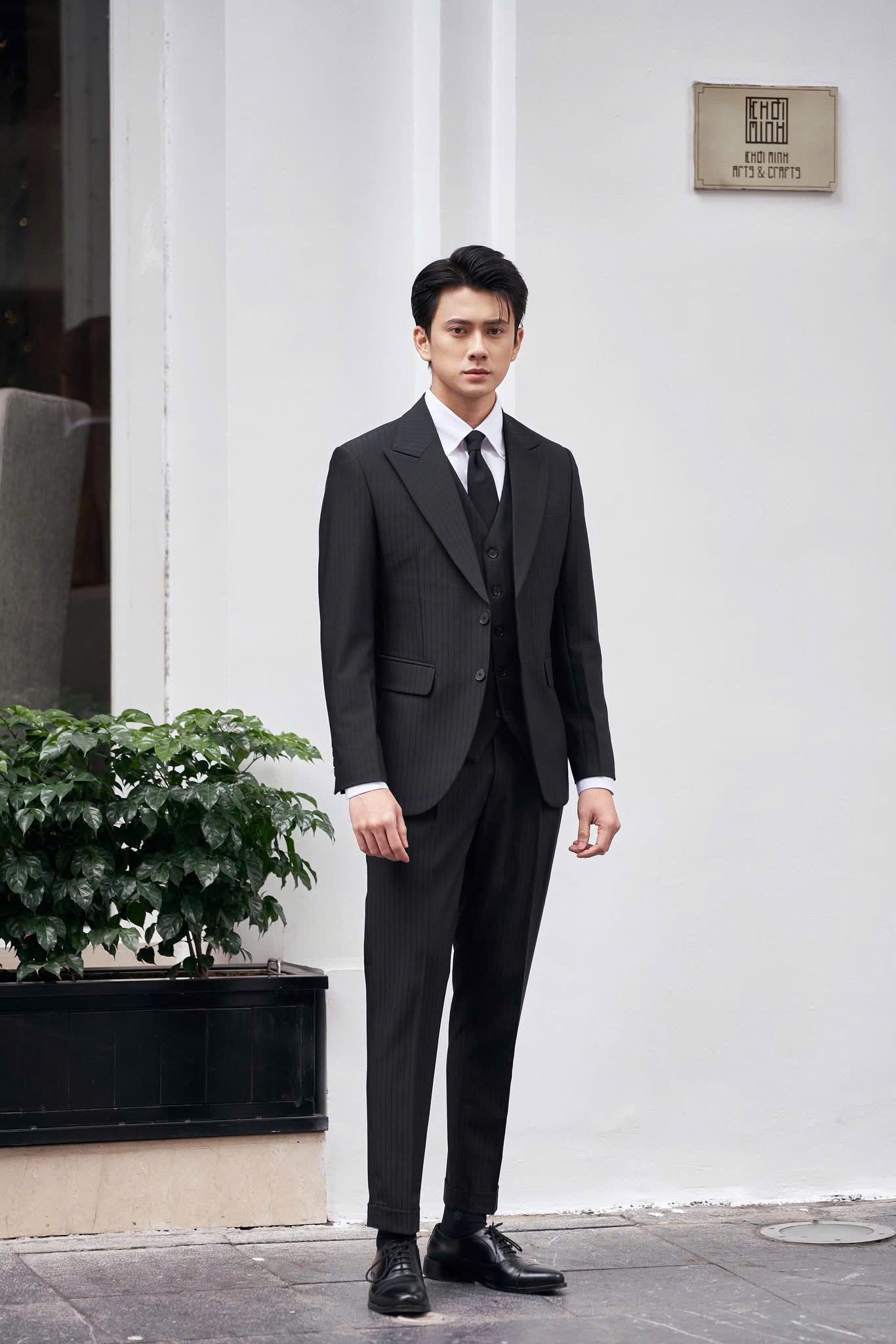 Vest Thiết Kế Premium Submerged Black Plaid 58380-10#