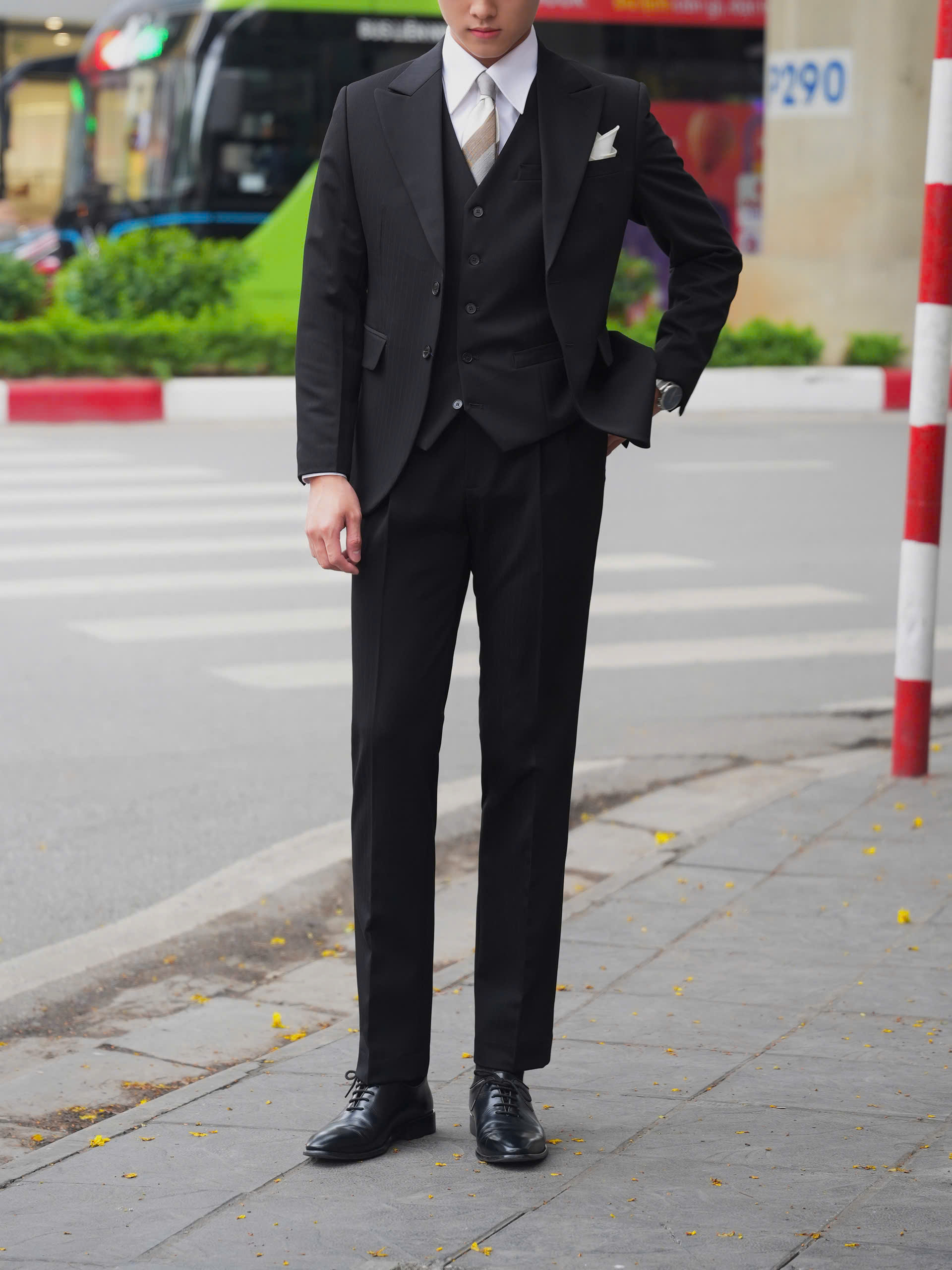 Vest Thiết Kế Premium Submerged Black Plaid 58380-10#