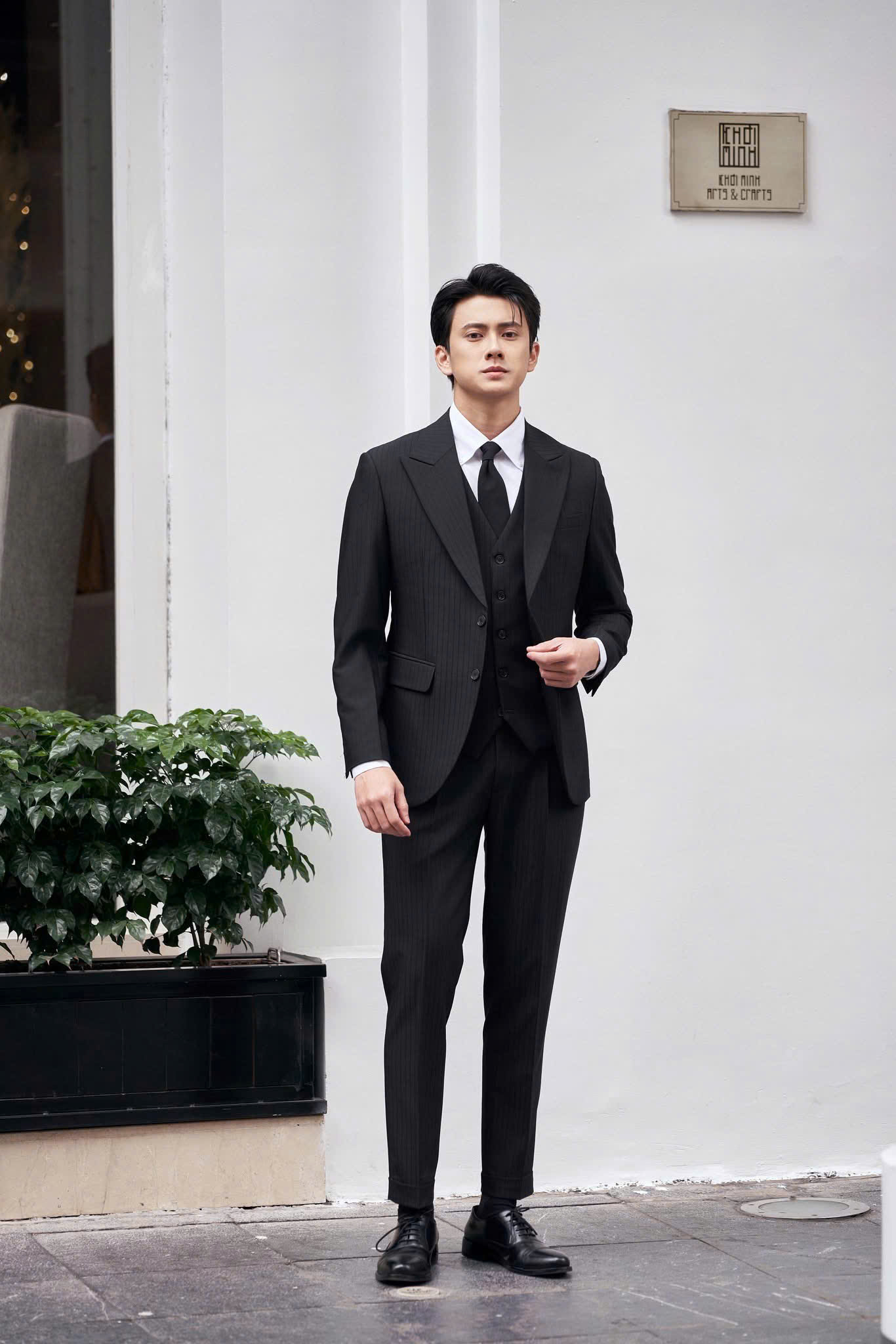Vest Thiết Kế Premium Submerged Black Plaid 58380-10#