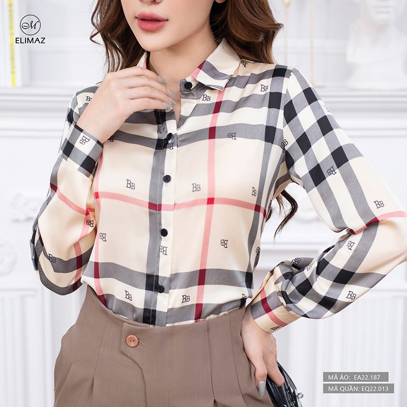 Áo sơ mi cổ đức trơn burberry