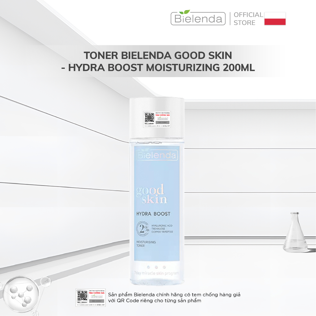 Toner Bielenda Good Skin - Hydra Boost Moisturizing cấp nước, làm dịu và phục hồi da 200ml