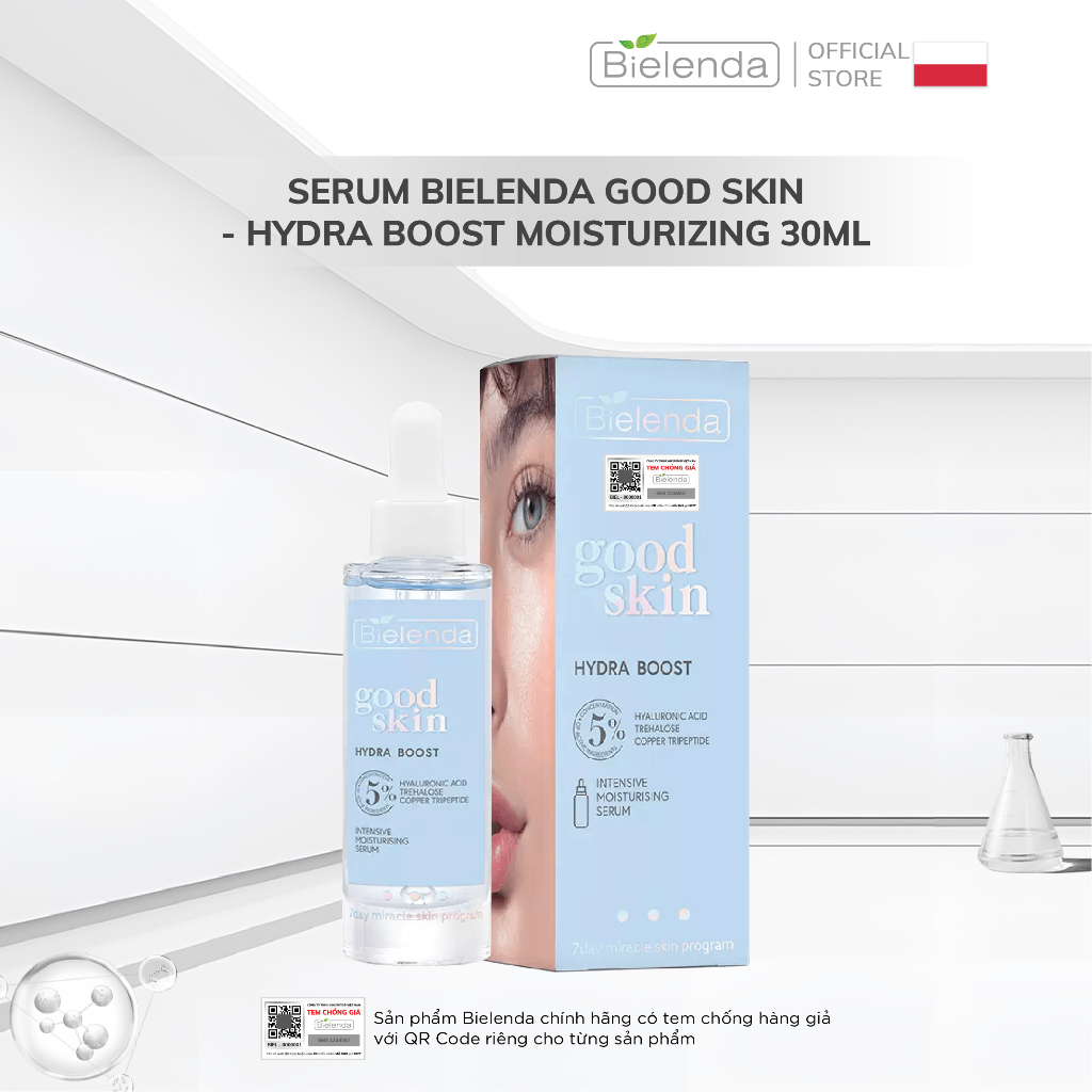 Serum Bielenda Good Skin - Hydra Boost Moisturizing cấp nước, làm dịu và phục hồi da 30ml