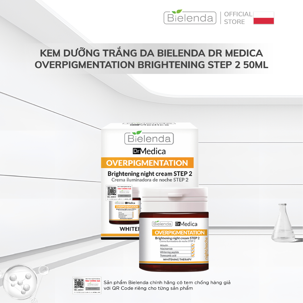 Kem dưỡng Bielenda Dr Medica OVERPIGMENTATION Brightening Night Cream STEP 2 50ml