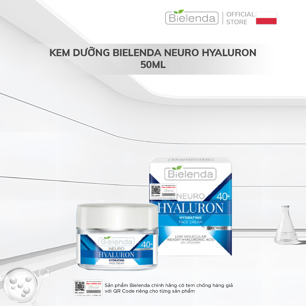 Kem dưỡng Bielenda Neuro Hyaluron dưỡng ẩm sâu, phục hồi và trẻ hóa da 50ml