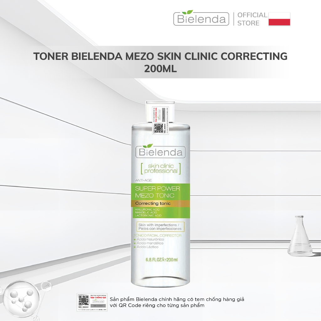 Toner Bielenda Super Power Mezo Skin Clinic Correcting (Xanh lá)