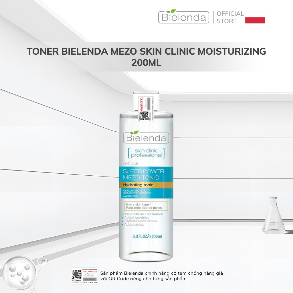 Toner Bielenda Super Power Mezo Skin Clinic Moisturizing (Xanh biển)