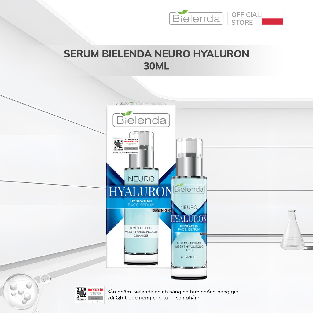 Serum Bielenda Neuro Hyaluron dưỡng ẩm sâu, phục hồi, trẻ hoá da 30ml