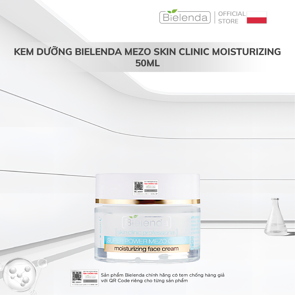 Kem dưỡng Bielenda Super Power Mezo Skin Clinic Moisturizing (Xanh biển)