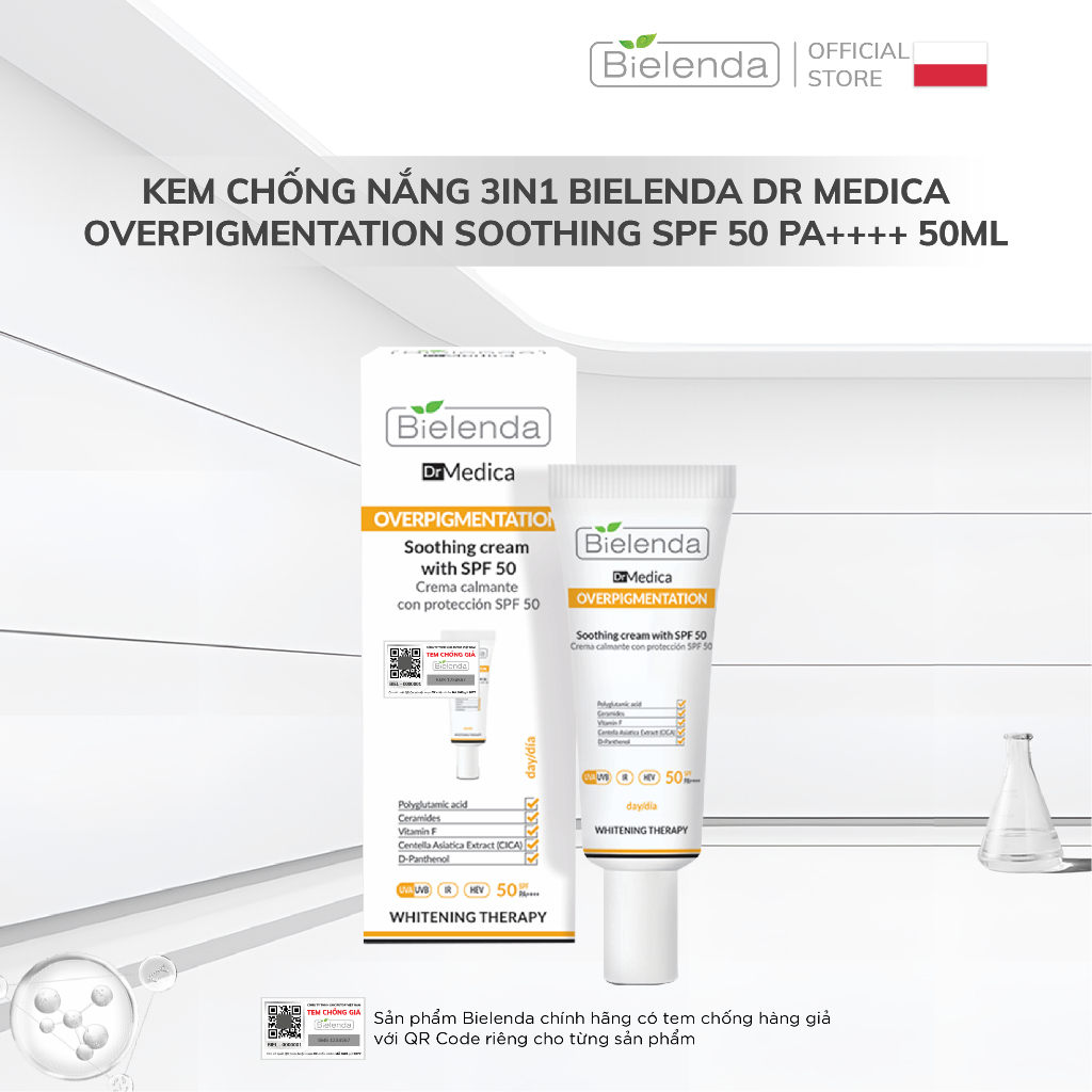 Kem dưỡng Bielenda Dr Medica OVERPIGMENTATION Soothing Cream with SPF50 50 ml