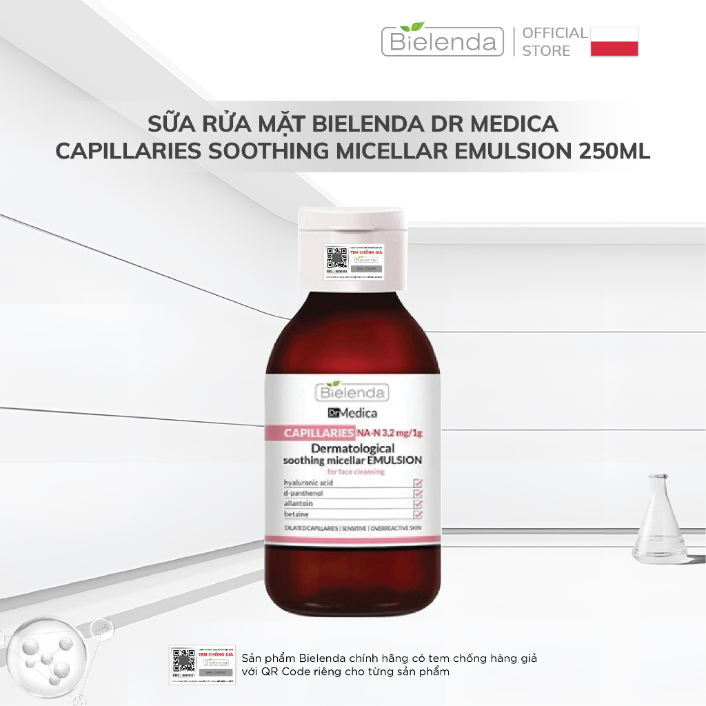 Sữa rửa mặt Bielenda Dr Medica Capillaries Soothing Micellar Emulsion