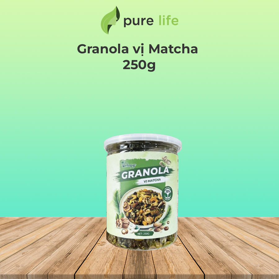 Hạt Granola mix vị Trà xanh - hộp 250 gram