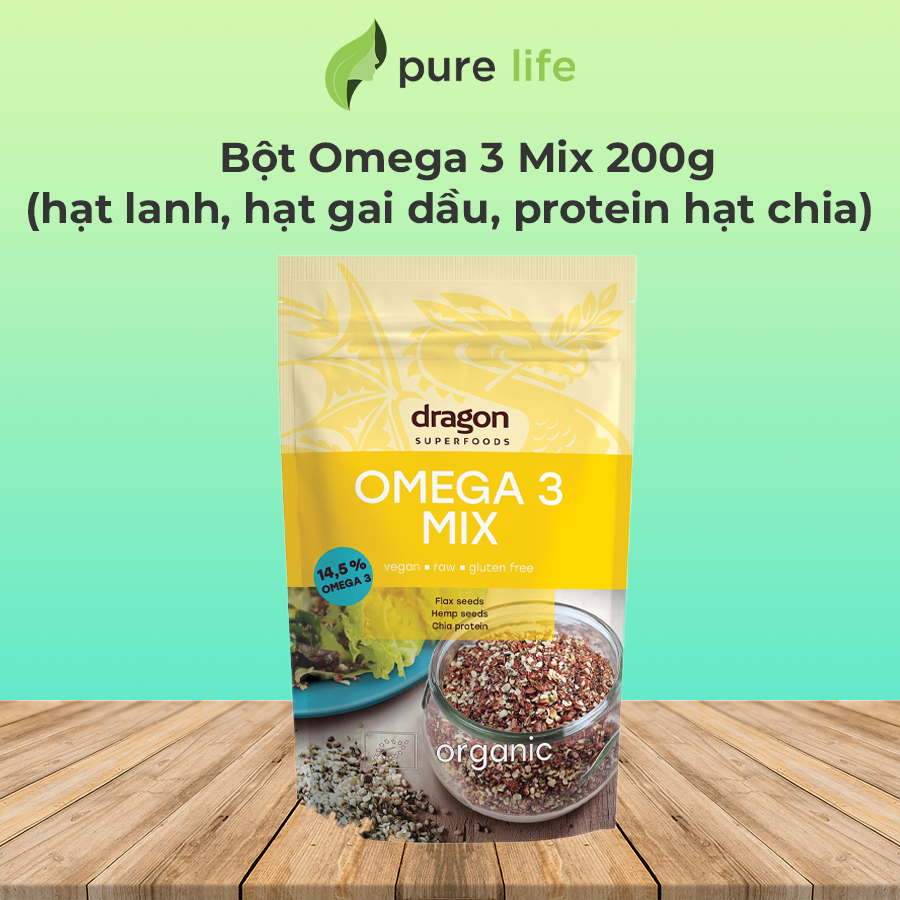 Bột Omega 3 Mix 200g (hạt lanh, hạt gai dầu, protein hạt chia)