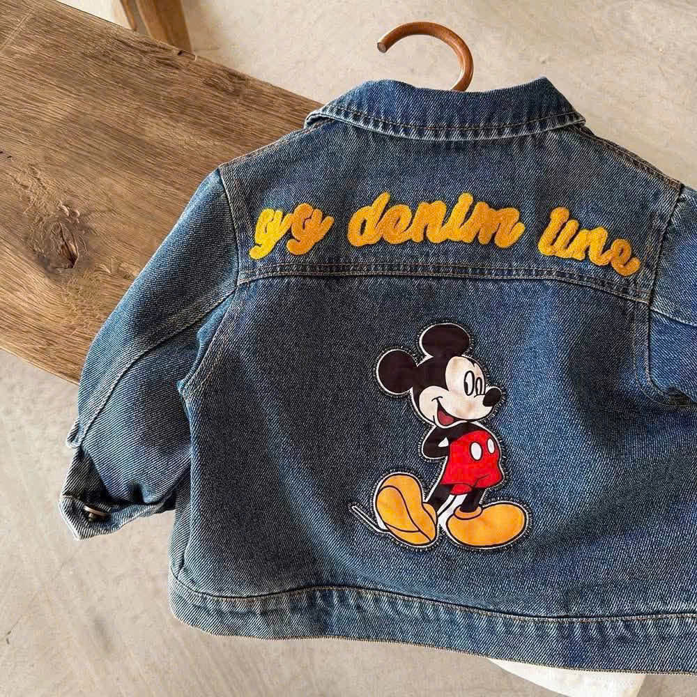 AB930 - ÁO KHOÁC JEANS BÒ XANH BÉ TRAI MICKEY MOUSE