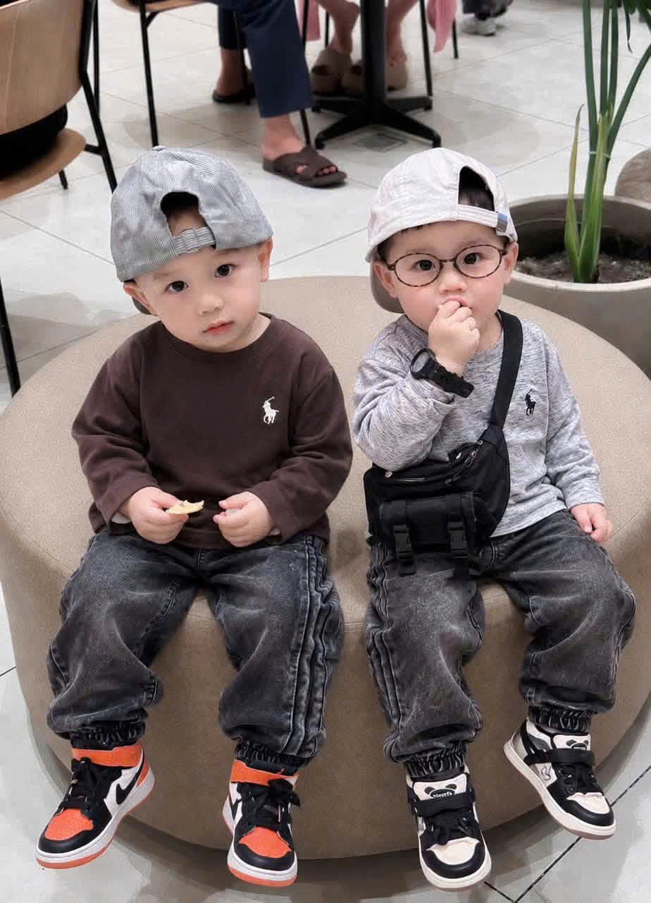 AB960 - SET 4 ÁO BÉ TRAI DÀI TAY KỊ SĨ đen nâu xám trắng