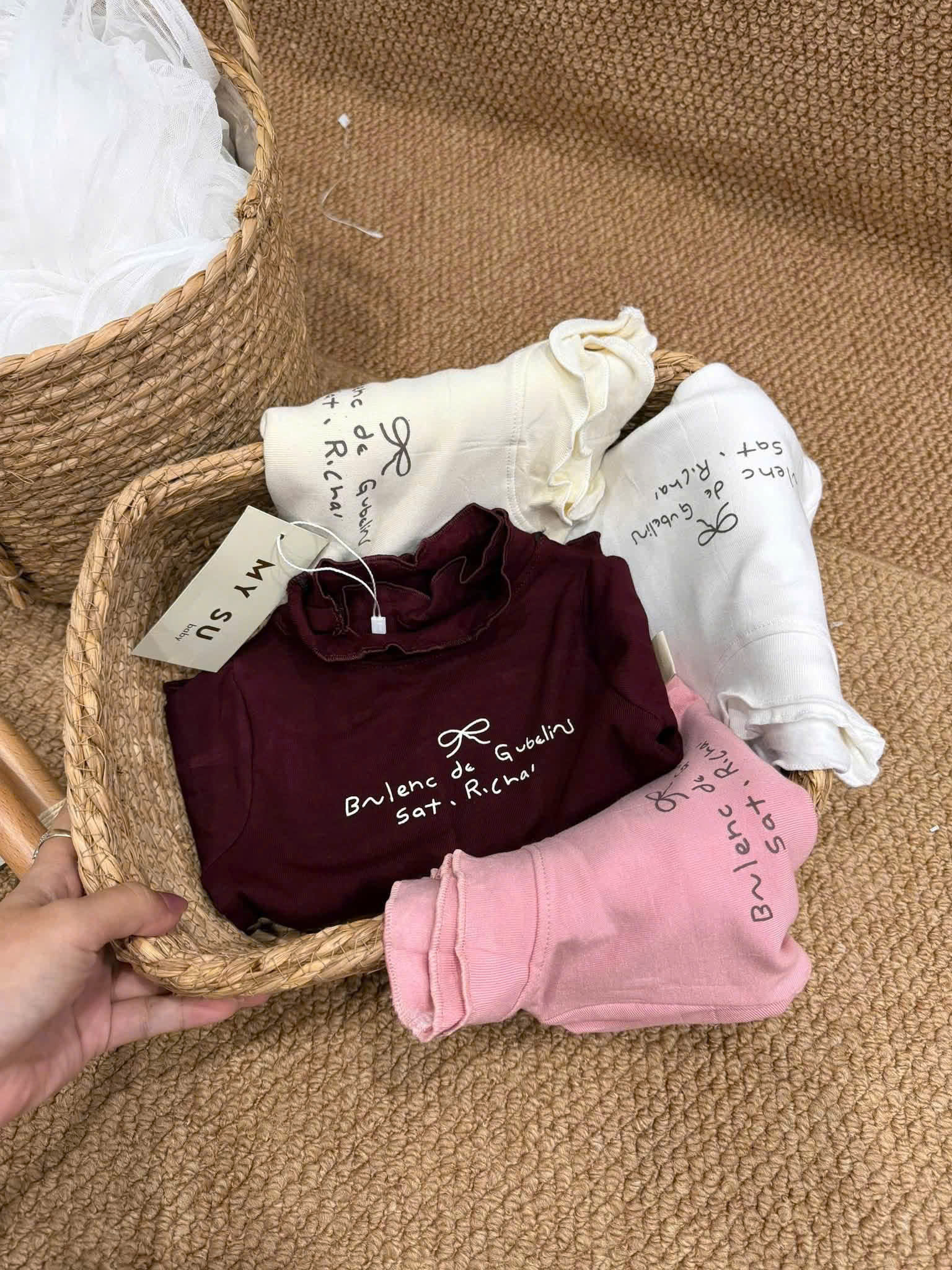 AB965 - SET 4 ÁO BÉ GÁI CỔ 3P BÈO IN NƠ THỎ