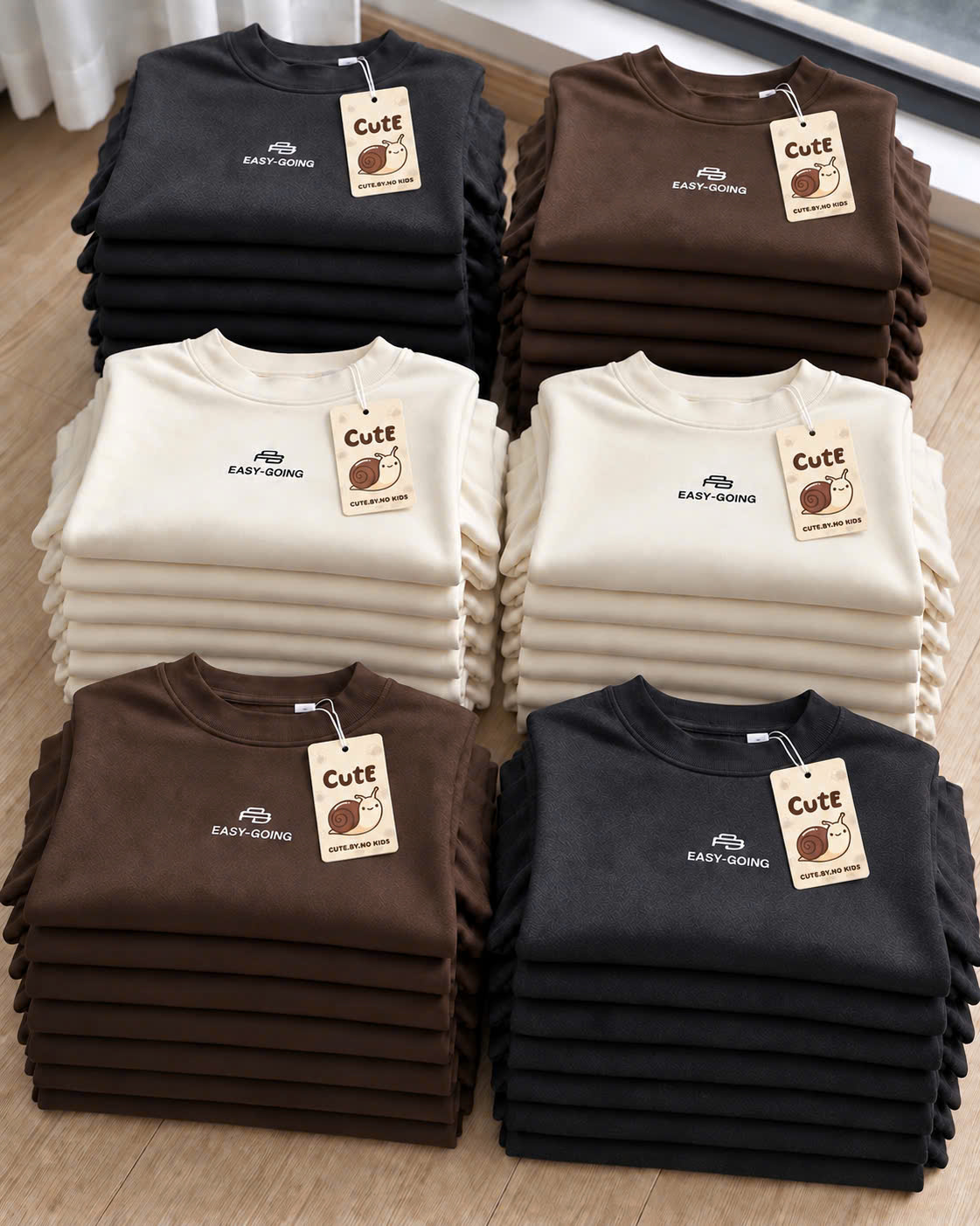 AB980 - SET 3 ÁO BÉ TRAI ZIP LÔNG 3P EASY GOING nâu xám be