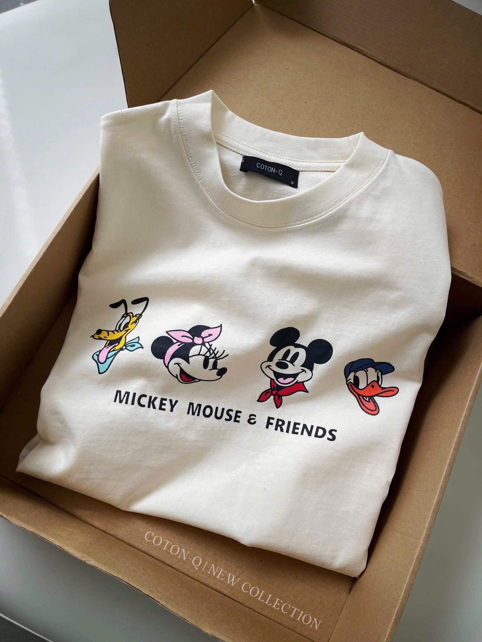 ANU404 - ÁO PHÔNG NỮ MÀU BE MICKEY DONALD