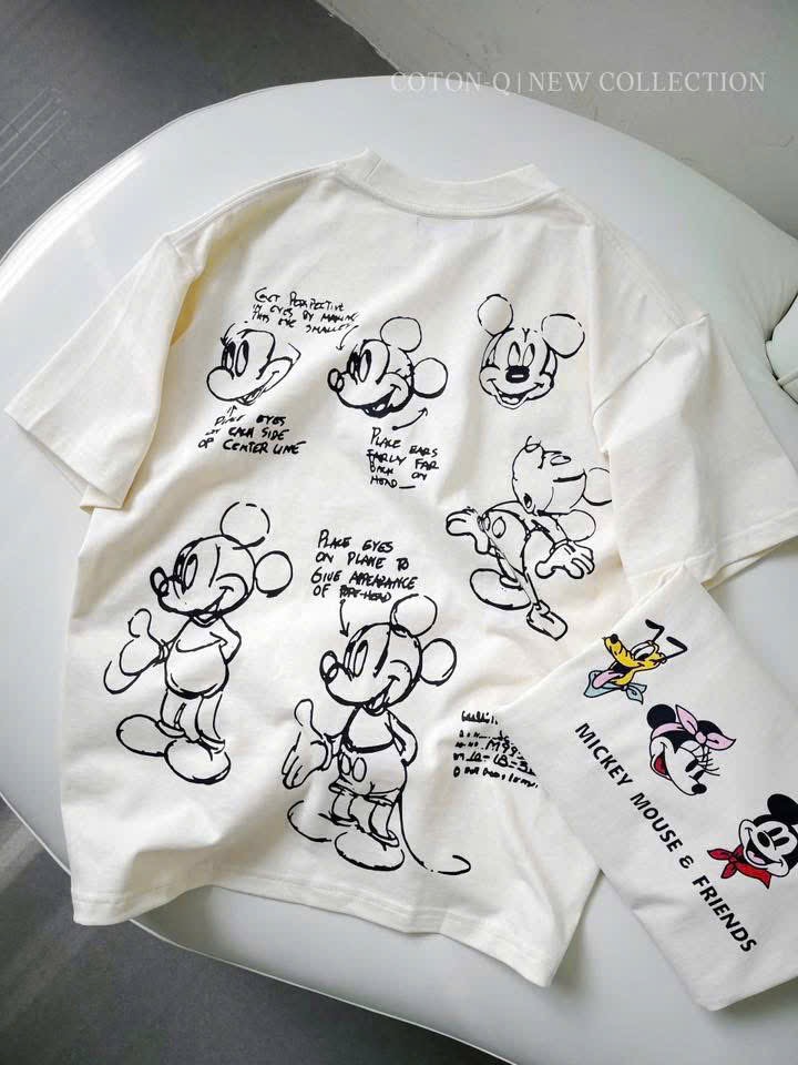 ANU404 - ÁO PHÔNG NỮ MÀU BE MICKEY DONALD
