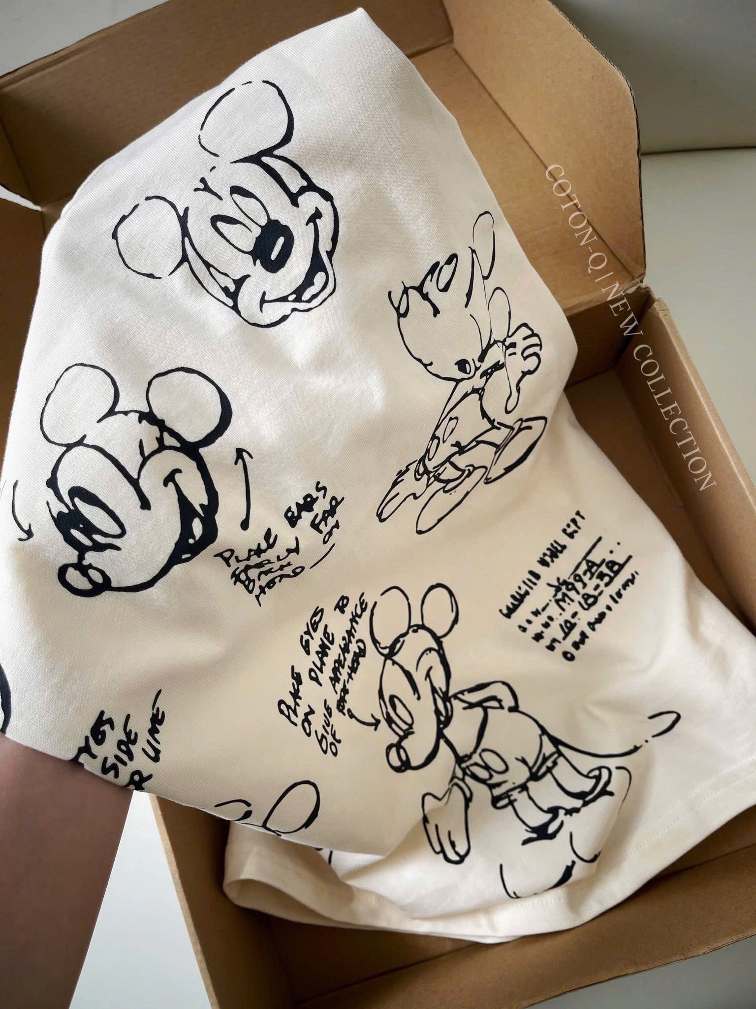 ANU404 - ÁO PHÔNG NỮ MÀU BE MICKEY DONALD