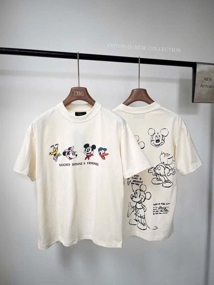 ANU404 - ÁO PHÔNG NỮ MÀU BE MICKEY DONALD