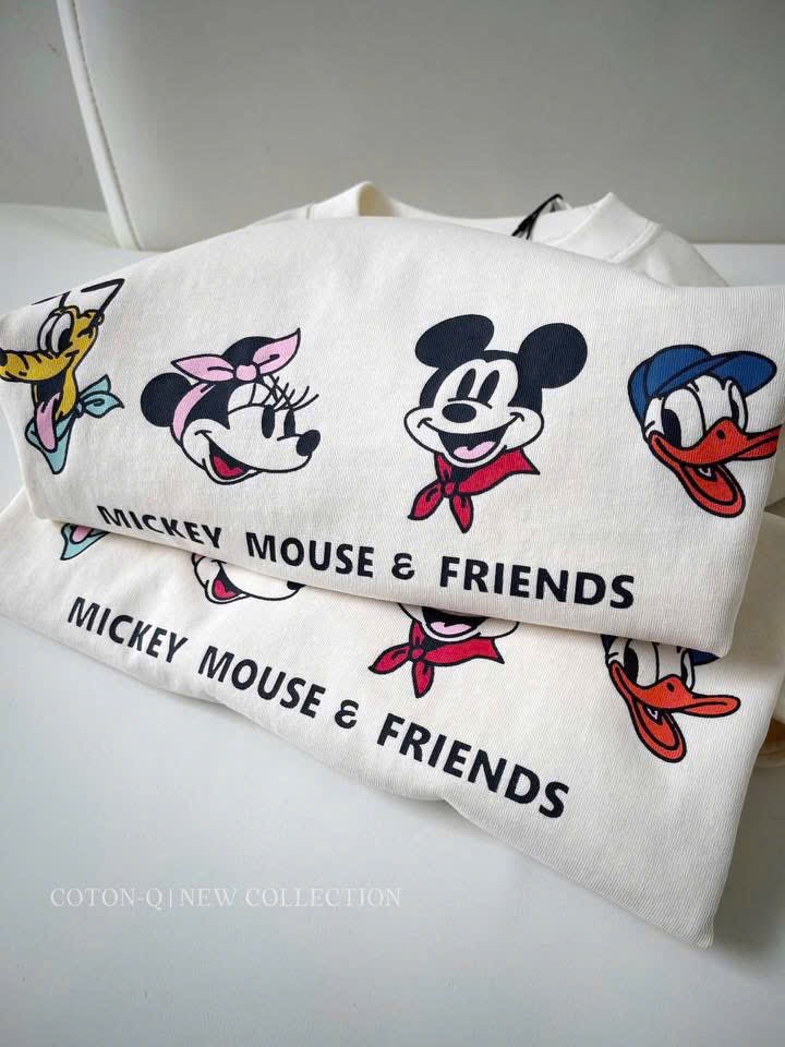 ANU404 - ÁO PHÔNG NỮ MÀU BE MICKEY DONALD