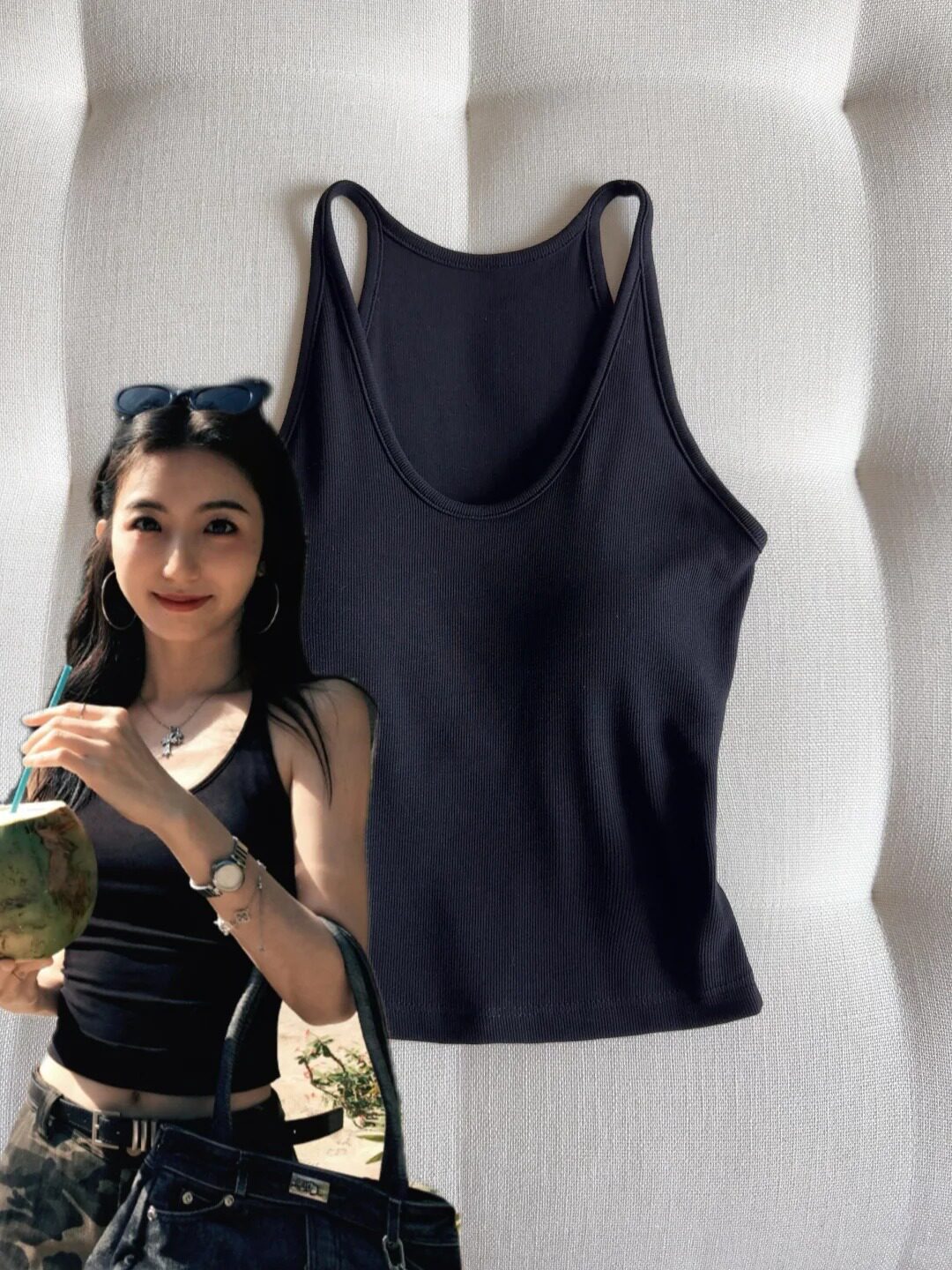 ANU421 - ÁO TĂM NỮ 2S ĐỆM NGỰC QC