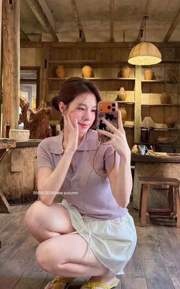 (CHỜ) ANU460 - ÁO POLO NỮ LEN DỆT TÍM CỘC TAY
