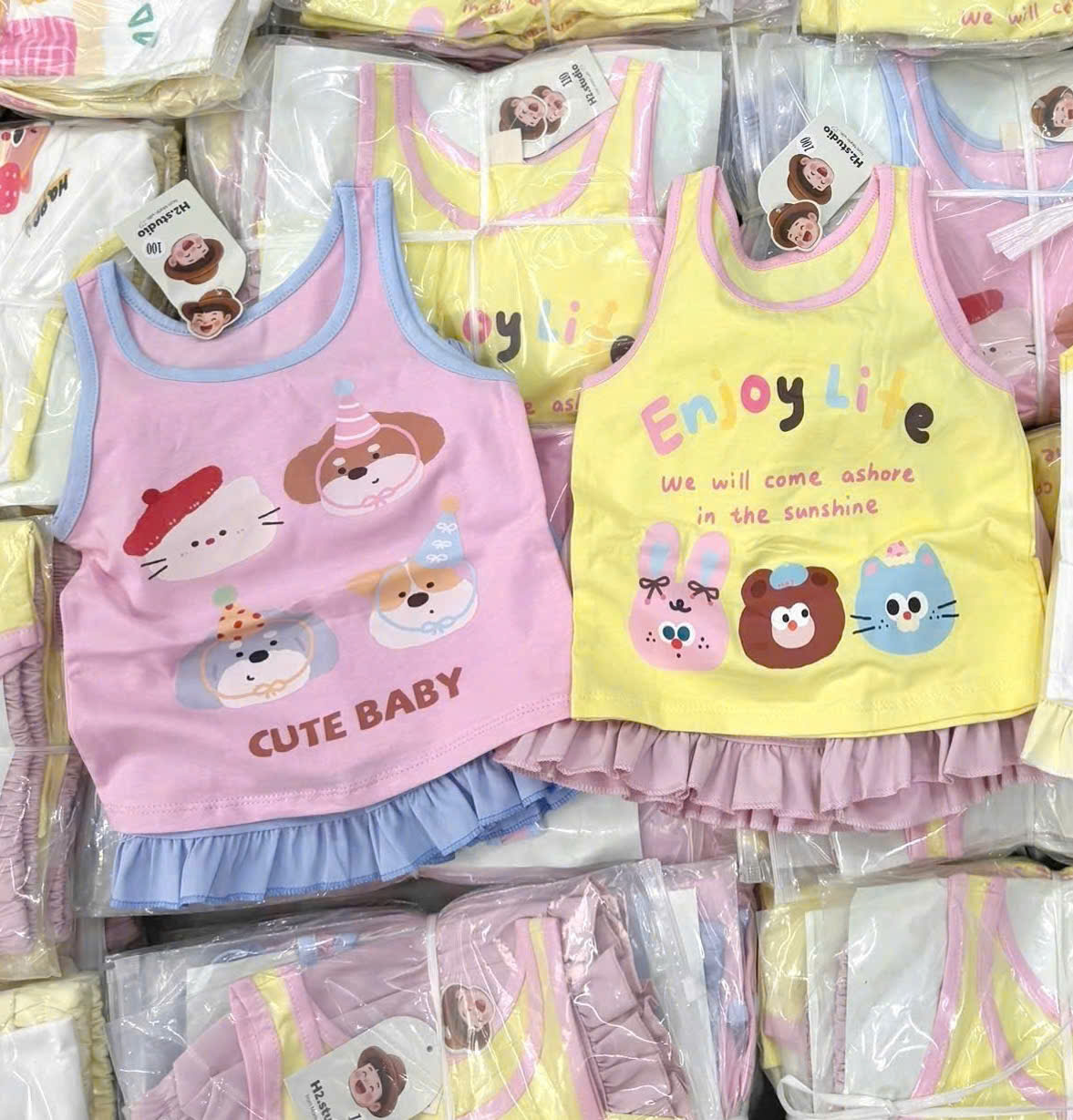 G028 - SET 2 BỘ ĐÙI BÉ GÁI 2S CUTE BABY QUẦN BÈO